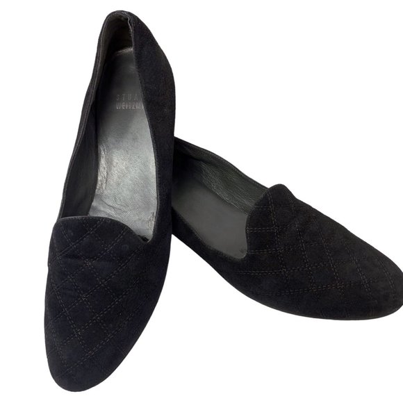 Stuart Weitzman QW00644 Black Quilted‎ Suede Smoking Flats - Picture 10 of 10